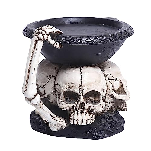 Adornos de resina de esqueleto, adornos de calavera, soporte de resina para velas, portavelas decorativo de resina, decoración de Halloween, decoración de mesa de comedor para sala de estar, jardín