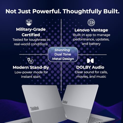 Image of Lenovo ThinkBook 16 Intel Core 7 240H 14th Gen (16GB /512GB SSD /Win 11 Home /Fingerprint Reader) 16 inch WUXGA IPS 300 Nits Antiglare Laptop /Aluminium Top /Arctic Grey /1Y Warranty /1.7Kg, 21SHA05DIG