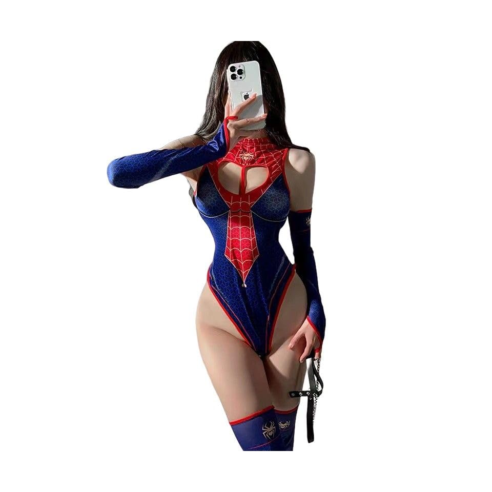 Spider Woman zipper crotch printed suit sexy underwear sexy onesie animation uniform