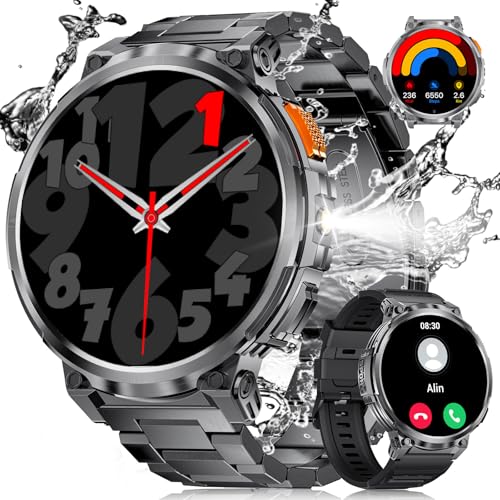 Ethelred Reloj inteligente con pantalla HD IPS de 1.85 pulgadas, reloj inteligente Android con llamada de voz Bluetooth, resistente al agua IP68, monitoreo del sueño, monitoreo de frecuencia cardíaca,