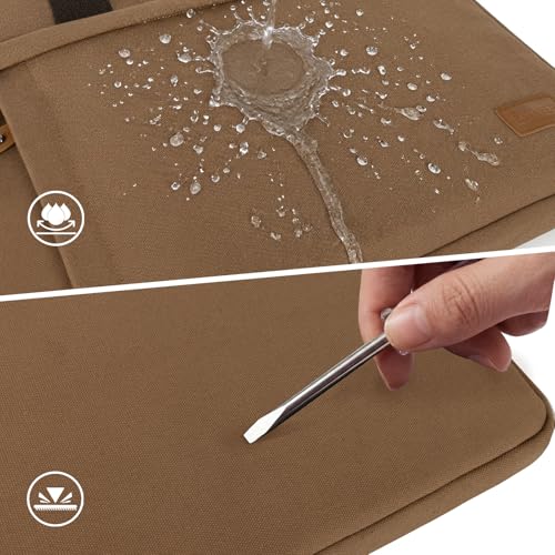 Image of ESTARER Laptop Bag 17-17.3 Inch, Computer Bags for Men Water-resistant Canvas Laptop Case Slim Laptop Sleeve Fits Hp /Dell /Asus /Lenovo /Acer, Brown