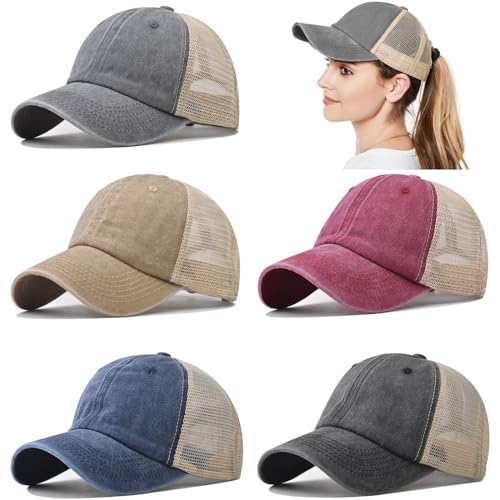 Image of 5 /6 Packs Vintage Washed Plain Baseball Cap Distressed Dad Golf Hat for Men Women