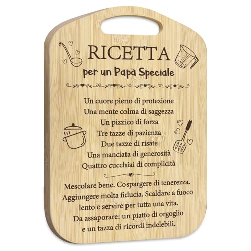 Regalo Pratico e Decorativo per il Papà: Tagliere per Papà con dimensioni di 31,2 × 22,0 × 1,0 cm, è sia un accessorio indispensabile in cucina che un elegante oggetto decorativo quando non viene utilizzato.