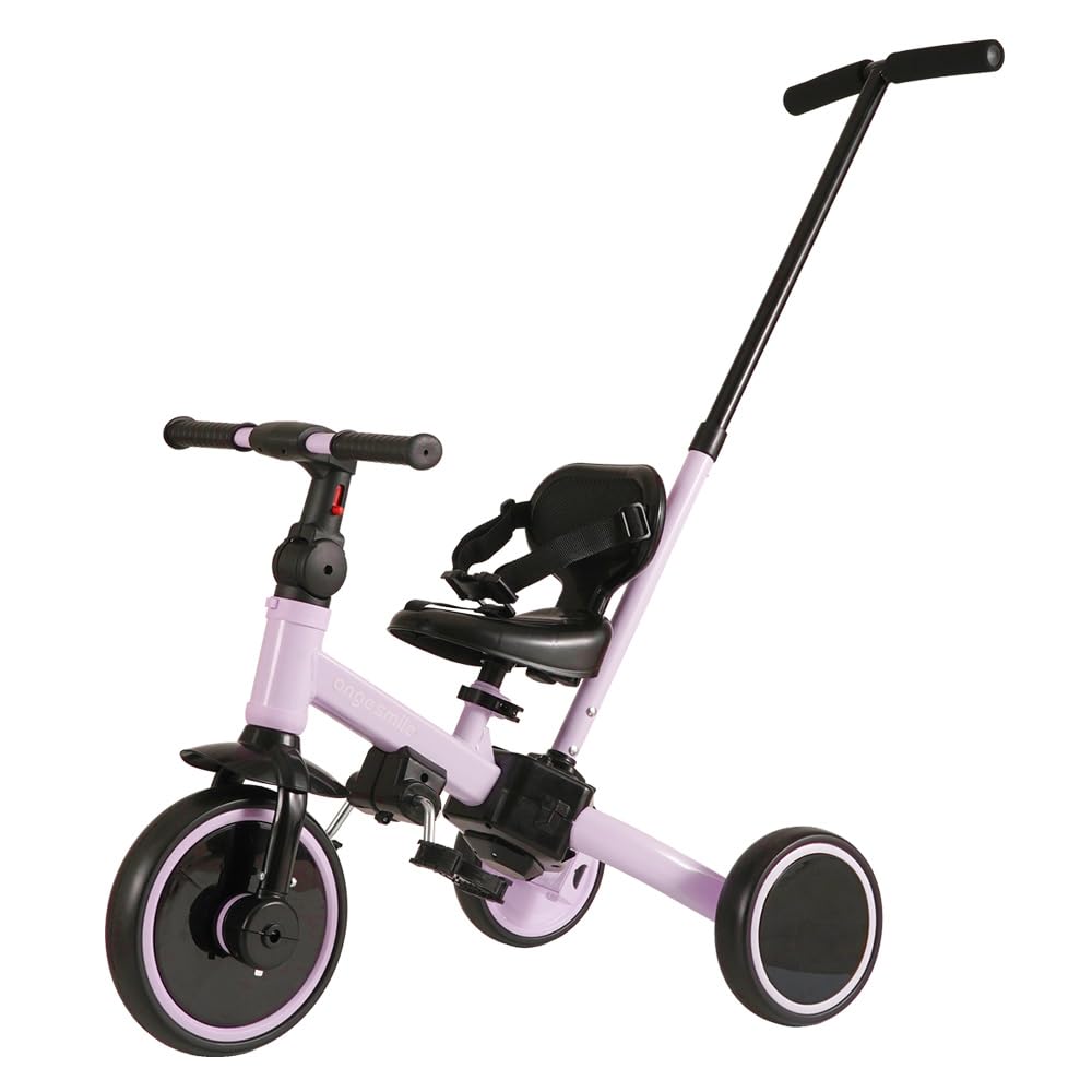 Amazon.co.jp: アンジュスマイル 三輪車 手押し 棒付き のりかえ三輪車