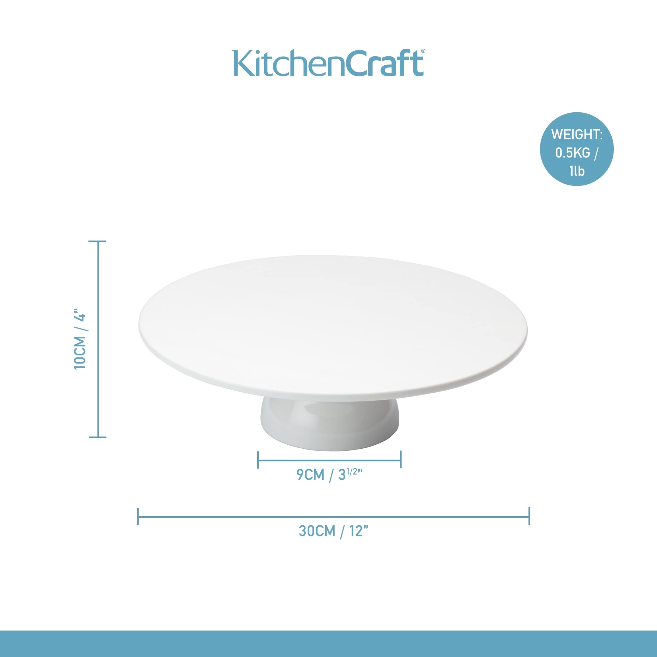 KitchenCraft Sweetly Does It, stojak na ciasto, porcelanowy stojak na babeczki, 26 x 26 x 7 cm, biały