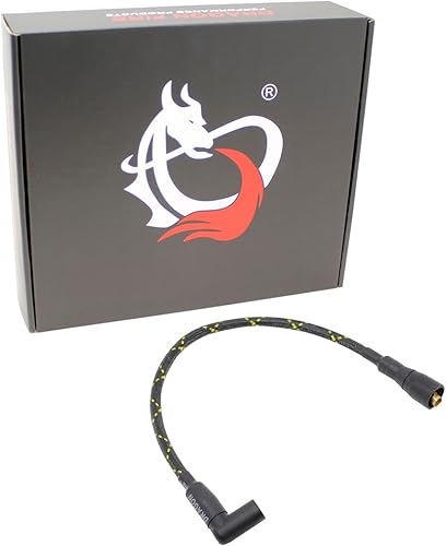 DRAGON FIRE PERFORMANCE - Cable de bujía de bobina de bajo ohmio, 0.315 in, aspecto vintage, alambre trenzado de tela negra y amarilla, compatible