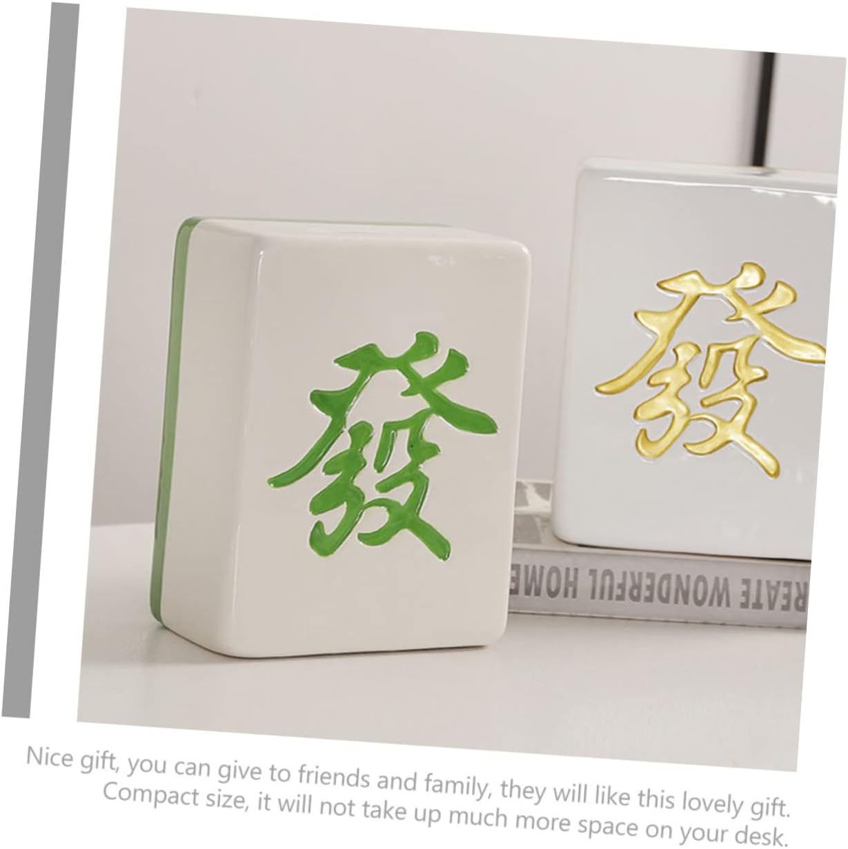 Kisangel Mahjong Piggy Bank Boys and Girls Money Jar for Boys Girls Decorative Savings Box for Bedroom Ceramic Coin Holder