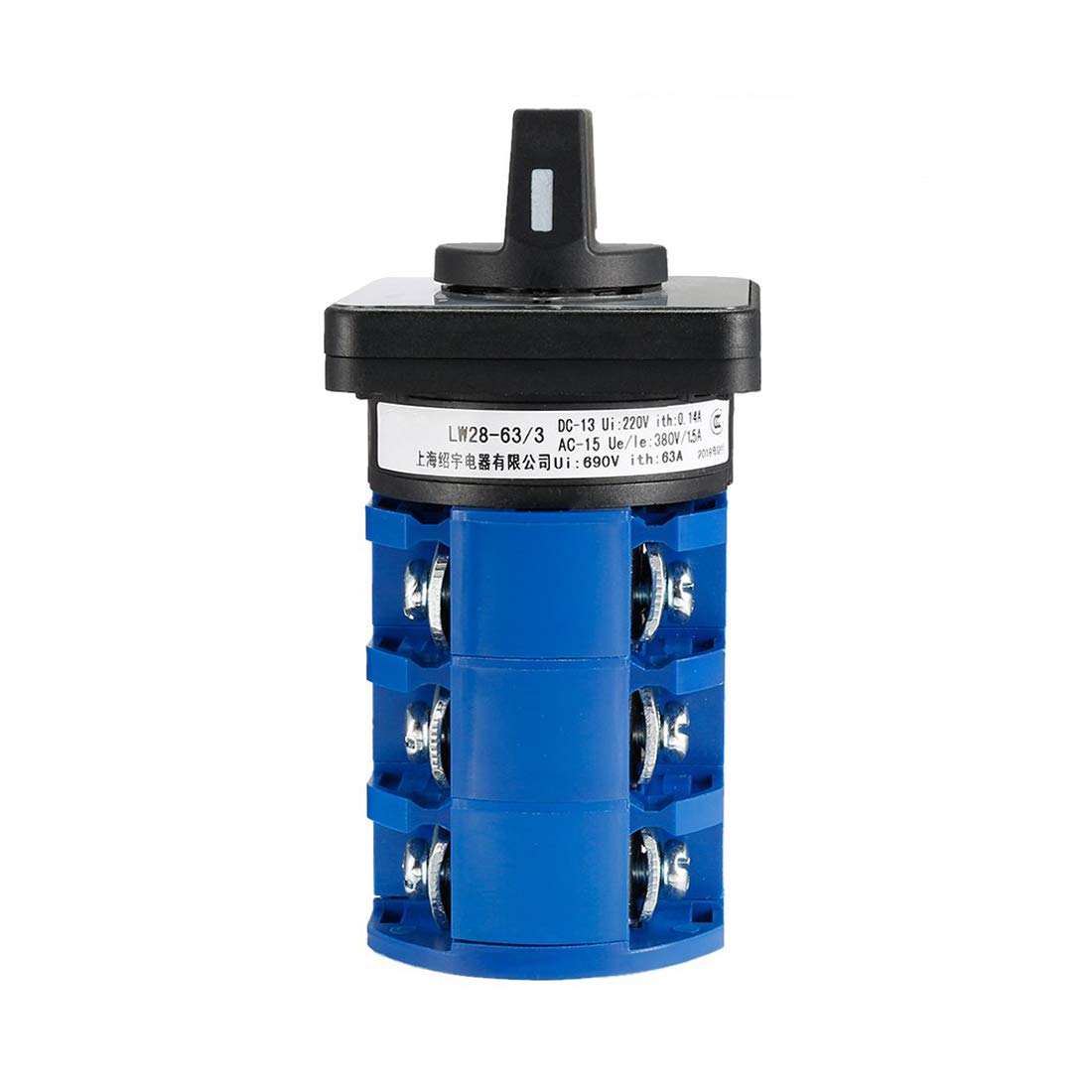 Changeover Switch LW28-63 3 Positions 12 Terminals Universal Rotary Cam Selector Latching Switches 690V 63A
