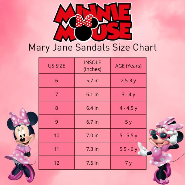 Image of Disney Princess and Minnie Mary Jane Sandals for Girls - Strap Floral Shoes Light-Up Sneakers for Girls - Size Toddler to Little Kids