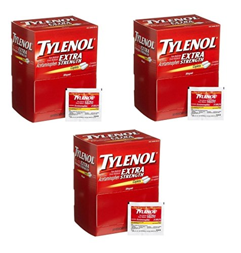 Tylenol Extra Strength Caplets with 500 mg Acetaminophen, Pain Reliever & Fever Reducer, For Headache, Backache & Menstrual Pain Relief, 2-pack of 50 ct