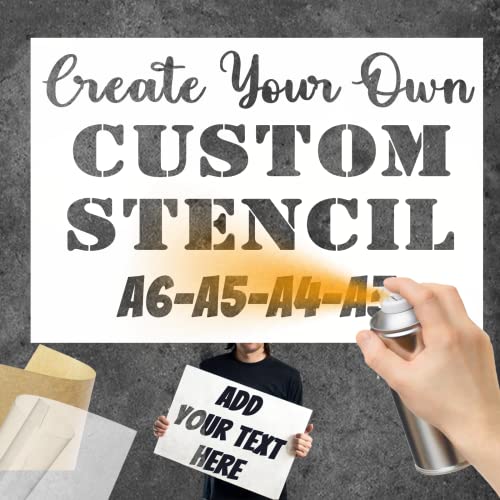 UBMPJ Stencils Personalized Reusable Text Stencils for Spray Painting Multi-Use Letter Stencils for Sign Making, Plastic, Metal, Wood Painting - PVC - 5.8'' x 4.1''