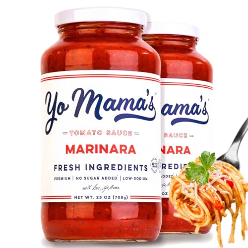 Keto Marinara Pasta and Pizza Sauce by Yo Mama's Foods - Pack of (2) - No Sugar Added, Low Carb, Low Sodium, Gluten Free, Paleo Friendly, and Made with Whole, Non-GMO Tomatoes.