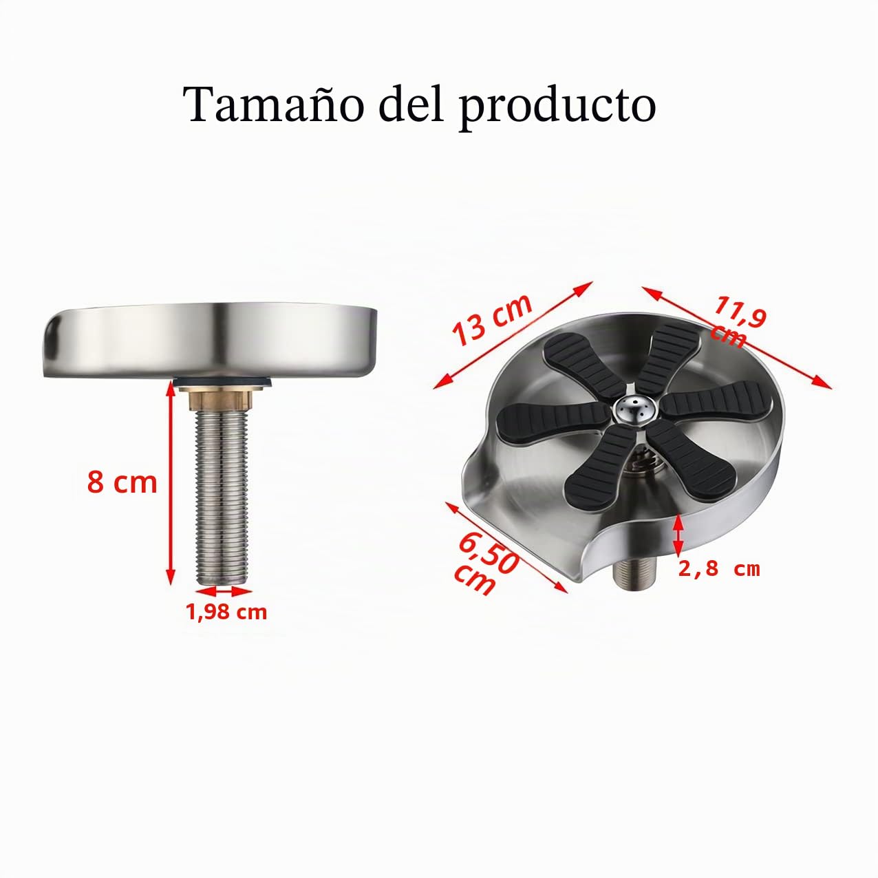 Lavavasos de Acero Inoxidable para Fregaderos de Cocina, Limpiador de Botellas de Agua y Tazas de Café, Herramienta de Limpieza de Cristales para el Hogar, Restaurante y Bar