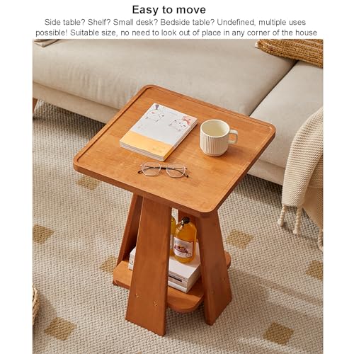 Table basse salon bois massif carrée petit espace avec rangement