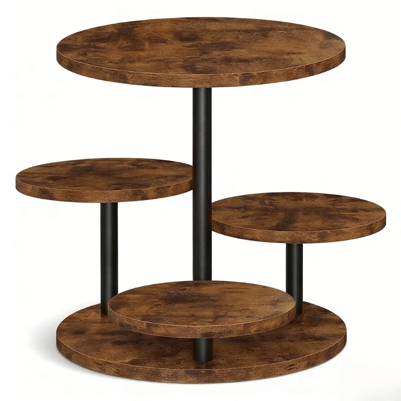 Fushiton Rustic Tiered Dessert Stand Wooden Cupcake Tower Holds 50 Cupcakes, 4-Tier Flower Shaped Cake Stand for Parties, Weddings, and Farmhouse Decor