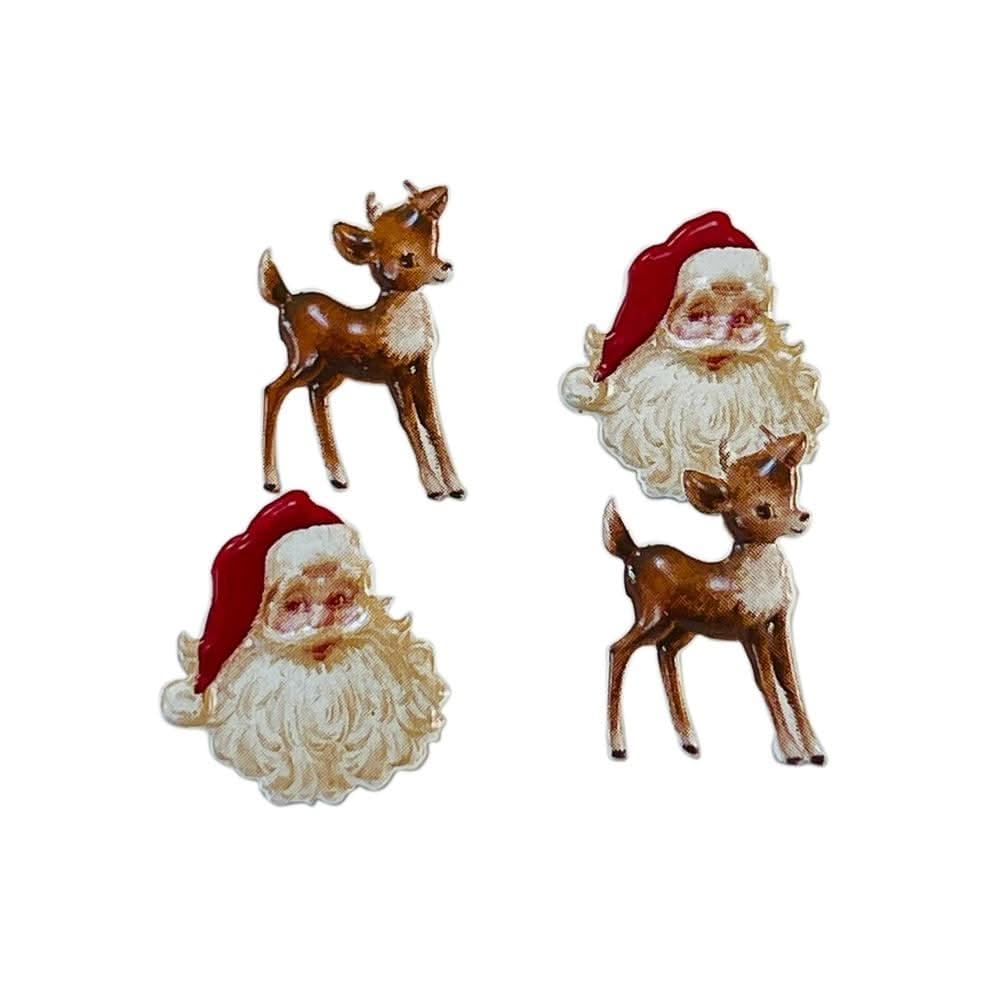 Eyelet Outlet Shape Brads 12/Pkg-Santa & Deer