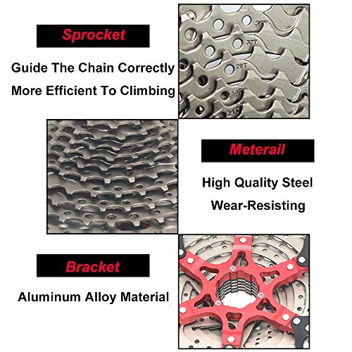 JFOYH 9 Speed Cassette Mountain Bicycle Freewheel 11-50T Fit for Sram/Shimano, Except for XD and Micro-Spline - Thumbnail 4