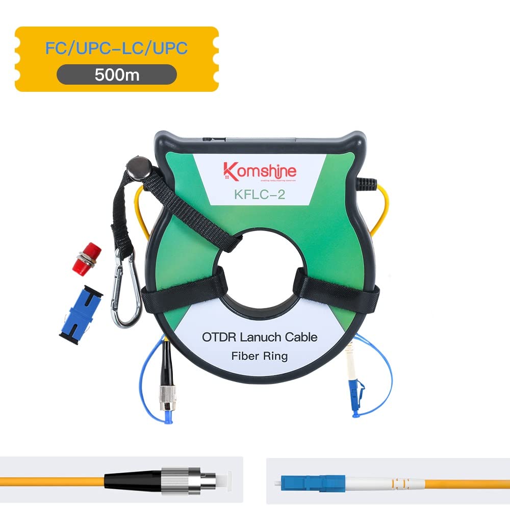 KOMSHINE OTDR Launch Cable Box Single-Mode SM OS2 500M Dead Zone Eliminator 9/125um Single-Mode OTDR Patch Cord Fiber Ring (FC/UPC-LC/UPC)