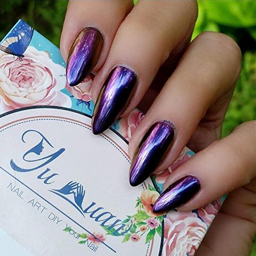 YUXUAN Chrome Chameleon Nail Powder Top Grade Mirror Effect Pigment for Nails (Purple)