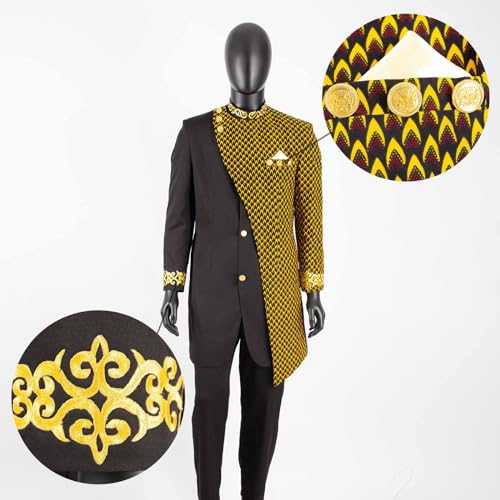 African Suits for Men Embroidery Print Blazer and Pants Set Business Suit Party Wedding Evening3