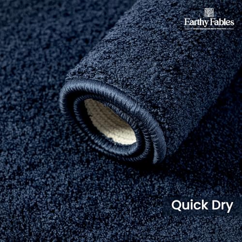 Image of Earthy Fables Soft Microfiber Bath Mat - Loop Pile, Quick Dry, Anti-Skid, Water Absorbent, Non-Slip, Machine Washable Floor Rug, Shower Mat, Door Mat for Bathroom, Bedroom, 60x40 cm - Teal