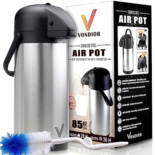 85 oz (2.5L) Airpot Coffee Carafe with Pump, Insulated Stainless Steel Coffee Dispenser, Coffee Carafes for Keeping Hot/Cold, Hot Beverage Dispenser for Party - image 8
