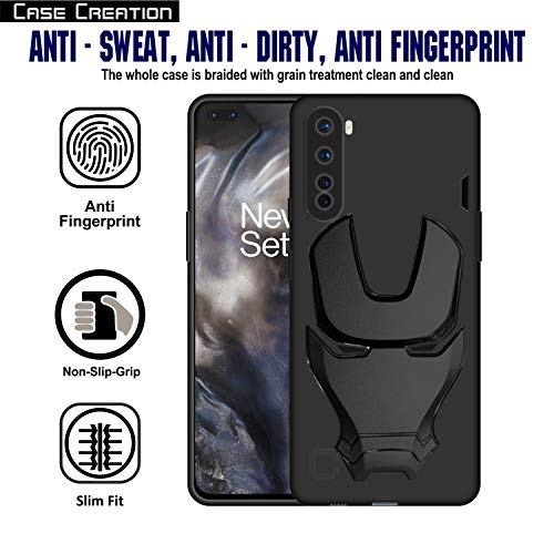Image of COVERLY Official 3D Touch Feel Trending Real Hero Avenger Logo Mask Soft Rugged Grip Iron Man Super Power Cartoon Movie Silicone Matte Strong Back Cover for Oneplus Nord -Black