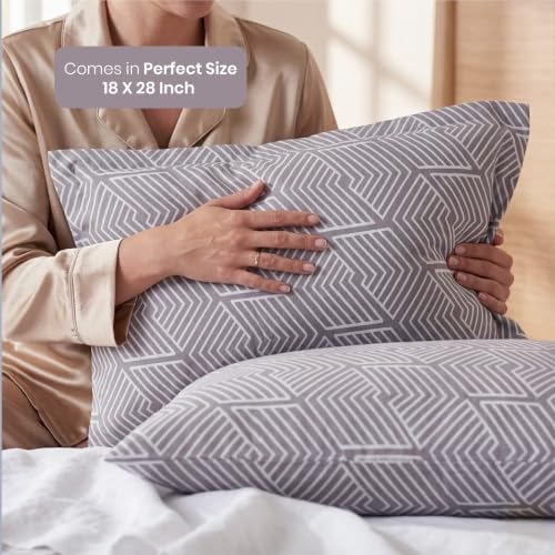 Image of Mush Aura Collection 300 TC Bamboo Pillow Covers Set of 2 | Bamboo Pillow Case for Hair & Skin, Ultra Soft Cooling Pillow Case, Breathable Smooth Pillowcase for Everyday Comfort (Soft Grey)