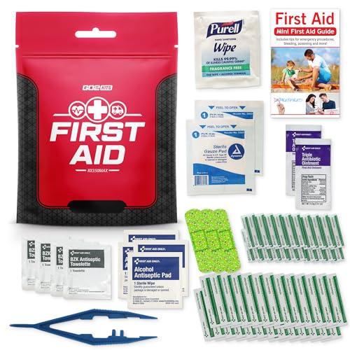Go2Kits 54-Piece First Aid Kit, Basic Plus Emergency First Aid Kit for Home, Work & Travel, Red, 3-Pack