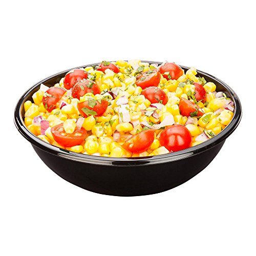 21 Ounce Plastic Salad Bowls, 200 Recyclable Disposable Plastic Bowls - Diposable, Large, Black Plastic To Go Bowls, Lids Sold Separately, For Pastas, Salads, And More - Restaurantware
