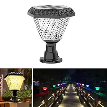 hardoll 10W Solar LED Lights for Home Outdoor Garden Waterproof Wall Decorative Gate Lamp (Hexagon, Pack of 1-Warm White and RGB)