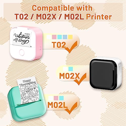Image of T02 M02X S002 AHM2 53mm Non-Adhesive Color Thermal Sticker Paper | 50mmx3.5mm, Strong Sticky, DIY Journal, Color Labels, Keep for 20 Years, 3 Rolls