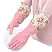 Produktbild 1 Paar 2158 Gartenschlauch Abwaschen Reinigung Haushalt Latex Handschuhe Winter Wasser Stop Fleece Warmer Blumen Lange Manschette Latex Gummi Küche Handschuhe Rosa