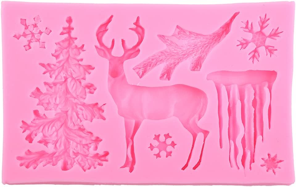 3D Christmas Theme Deer Silicone Mold Snowflake Chocolate Cake Fondant Merry Christmas Silicone Mold