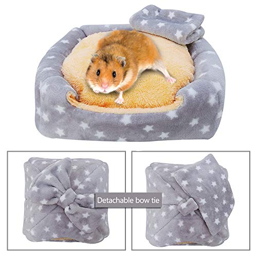 Image of HOMEYA Small Animal Pet Bed, Sleeping House Habitat Nest for Guinea Pig Hamster Hedgehog Rat Chinchilla Hideout Bedding Snuggle Sack Cuddle Cup Cage Accessories with Removable Washable Mat- XL(Grey)