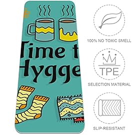 Siebzeh Hygge Time to Happy Premium Thick Yoga Mat Eco Friendly Rubber Health&Fitness Non Slip Mat for All Types of Exercise Yoga and Pilates (72″ x 24″ x 6mm)