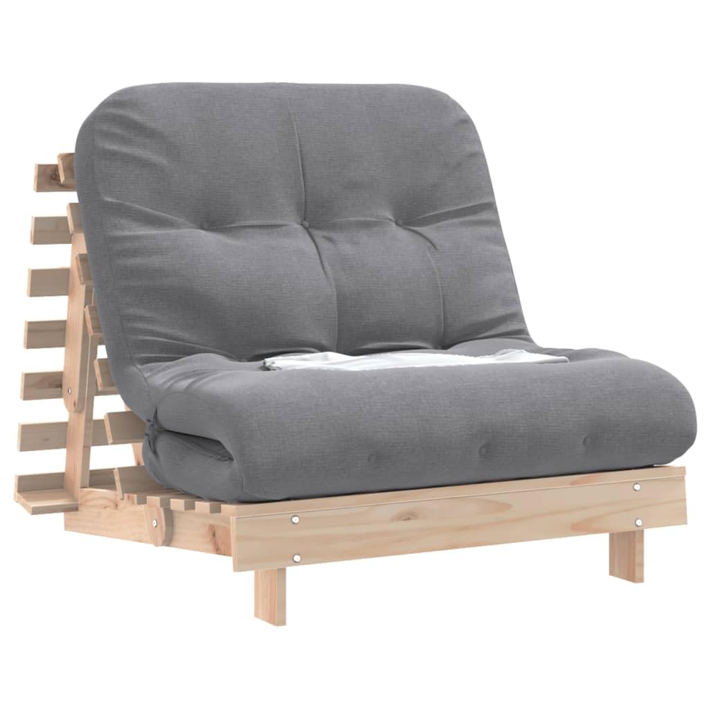vidaXL Futon Schlafsofa mit Matratze, Bettsofa mit verstellbaren Rückenlehne, Schlafcouch für Wohnzimmer Schlafcouch, Klappsofa, Massivholz Kiefer