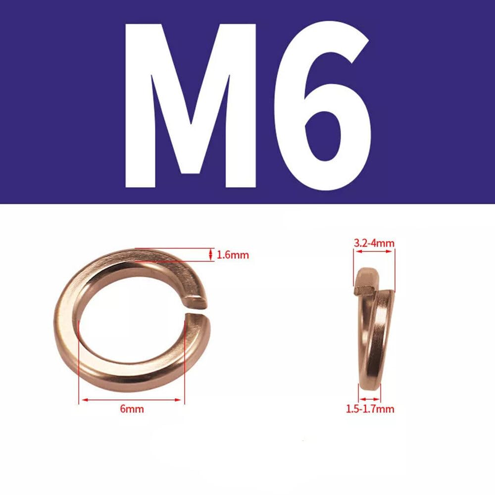 Arandela de resorte de cobre DIN 127 métrica M3-M12 Arandela de presión cuadrada Arandela de resorte (500,M6)