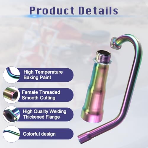 Image of Upgraded 3 Stage Exhaust Header Pipe Colorful,For Predator 212cc 196cc Go Kart& Mini Bike, For Coleman Powersports CT200U,CT200U-EX,BT200X, For Honda GX160,GX200
