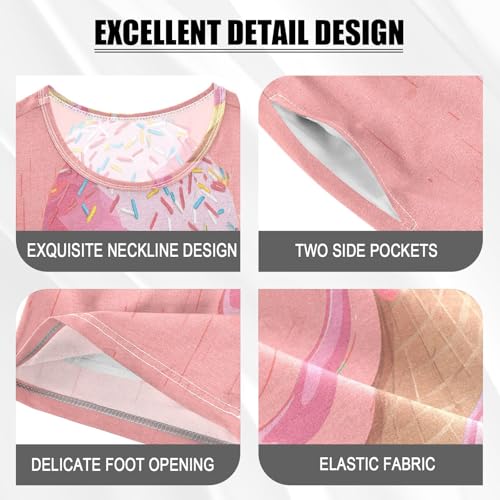 ALAZA Hipster Ice Cream 3d Pajamas Set Short Sleeve Cotton Sleepwear Summer Pjs 2 Piece 5-14Y4