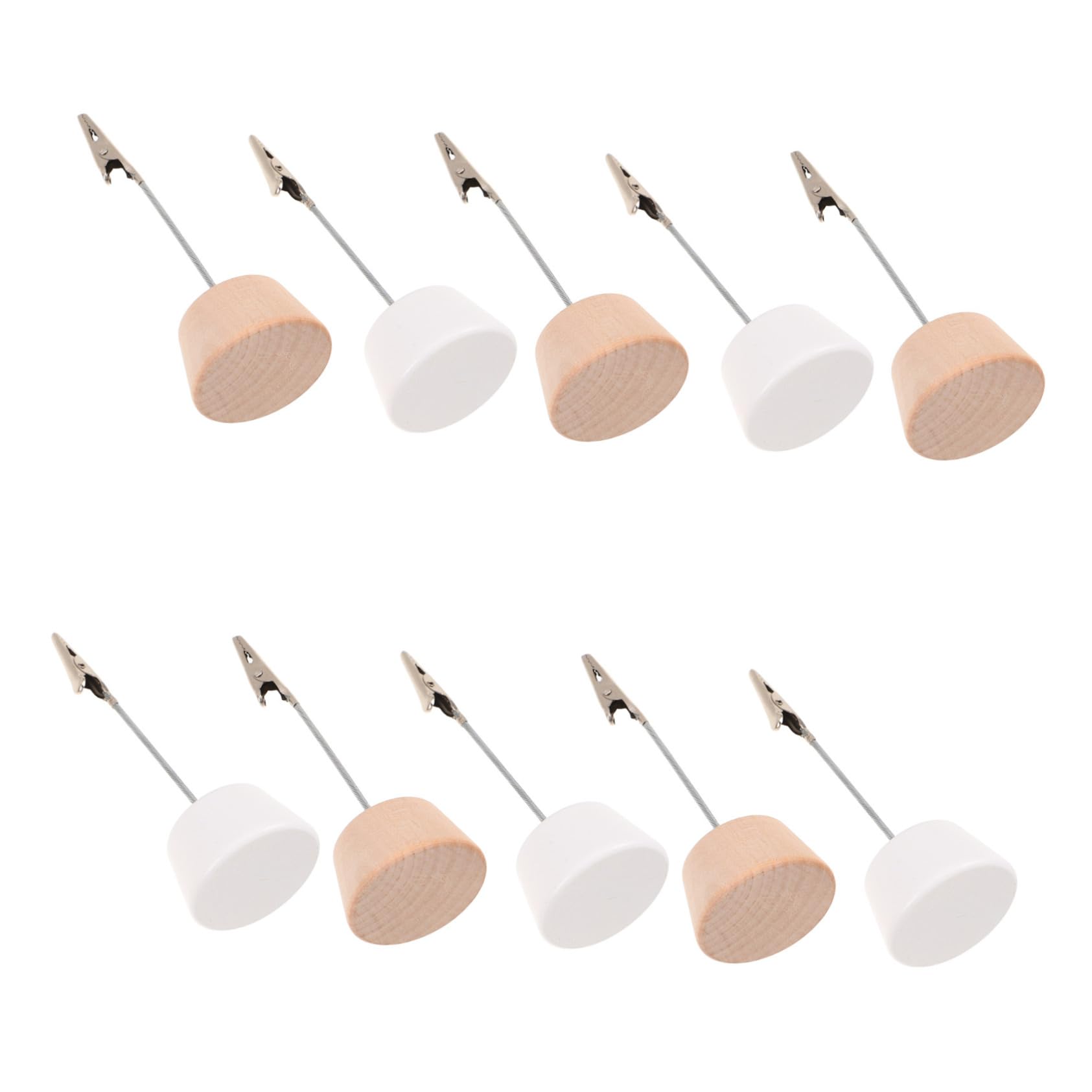 Angoily 10pcs Round Wooden Card Holders with Memo Clips for Photos Table Numbers Notes Wooden Base for Stylish Home Office Organization