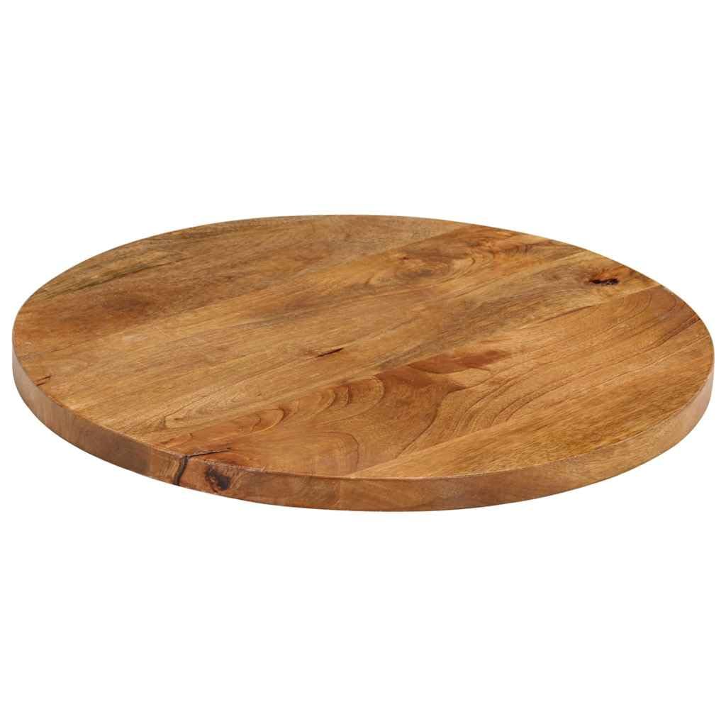 Plateau de table rond en bois de manguier - 40 cm - Épaisseur : 2,5 cm - Bois massif aspect chêne - Design rustique - Plateau de rechange pour table de jardin, balcon, maison, bureau, cuisine