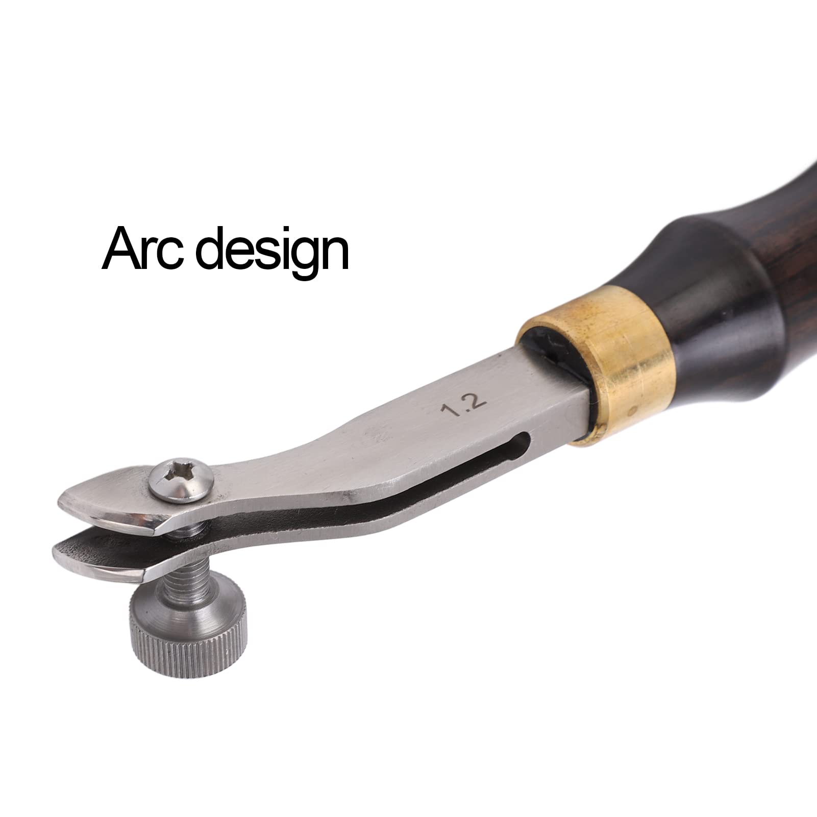 Adjustable Creaser Leather Creaser Tool Mirror Polished Stainless Steel DIY Leather Creaser with Wood Handle for Belts Wallets Bags Holsters Saddles Christmas Gifts (Groove width 1.2mm)