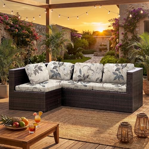 LiveGo Patio Stretch Sofa Cushion Cover Outdoor Cushion Cover Replacement Patio Furniture Cushions Couch Slipcovers Chair Seat Cover Soft Flexibility Protector (8 Flowers)