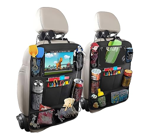 Image of OZKAYA 2 pack Car Backseat Organizer Upgraded Version, Double Stitching Durable 10 Storage Pockets, 10" Touch Screen Tablet Holder with Usb Holes, Seat Back Protectors, Backseat Car Organizer