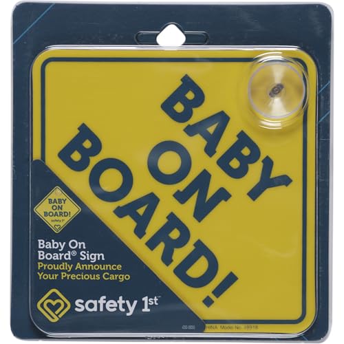 Image of Safety 1st Baby On Board Sign, Suction Cup Attachment, Yellow