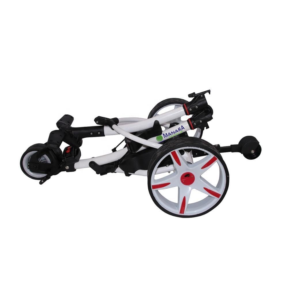 MNS2GR Blanco con Control Remoto Carro de Golf Eléctrico Plegable de Aluminio, 2 Motores 200 W, 9 Velocidades, Mando a Distancia. Sin bateria