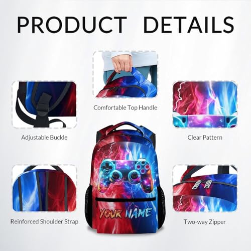 Kids Backpack Boys - Personalized Gamer Backpacks for School - 17 Inch Gaming Bag for Children Teen - Cool Back Pack for Elementary Middle School4