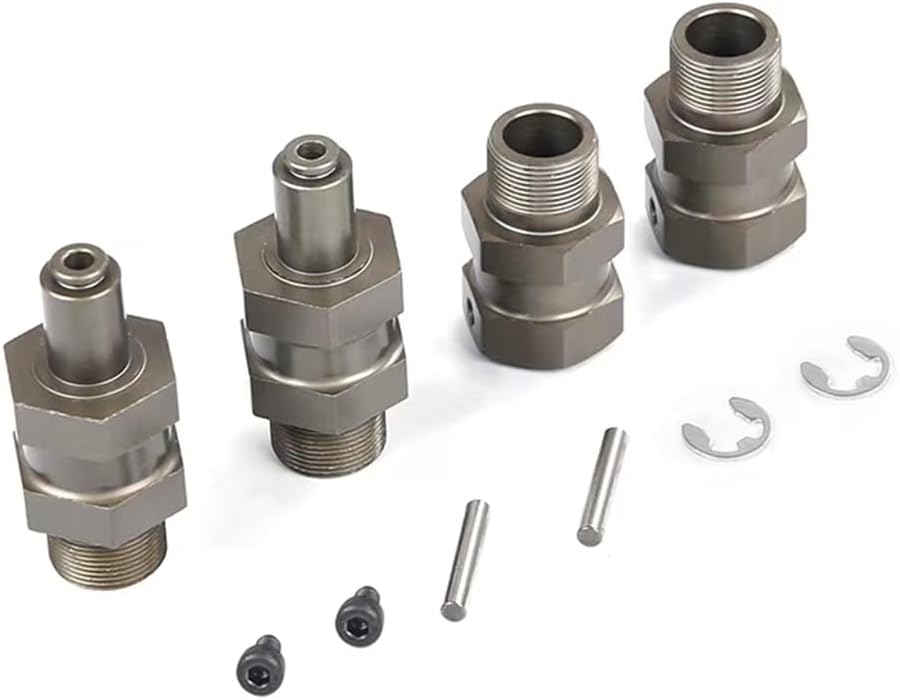 KingVal Replacement Harden 24mm Hex Hub Front and Rear Wheel Extender Combiner Compatible with 1/5 HPI ROVAN KM Baja 5B 5T 5SC RC Car (Titanium Color)