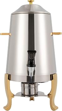 3.4 Gallon Stainless Steel Hot Beverage Drink Dispenser Can, Coffee Urn with Fuel Holder Continuous Heating, Tea Water Coffee Chafer Urn with Faucet for Parties Buffet Catering, Gold Fuel ONLY
